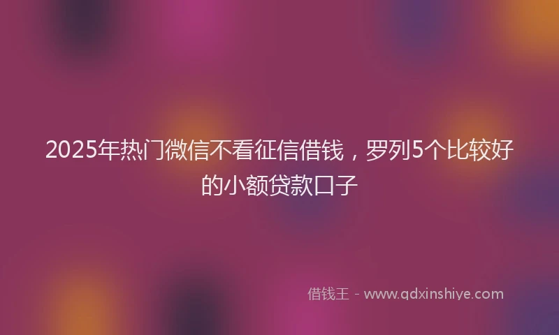 2025年热门微信不看征信借钱，罗列5个比较好的小额贷款口子