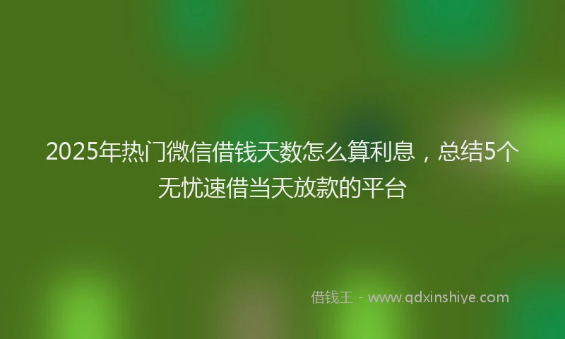 2025年热门微信借钱天数怎么算利息，总结5个无忧速借当天放款的平台