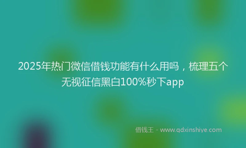 2025年热门微信借钱功能有什么用吗,梳理五个无视征信黑白100%秒下app