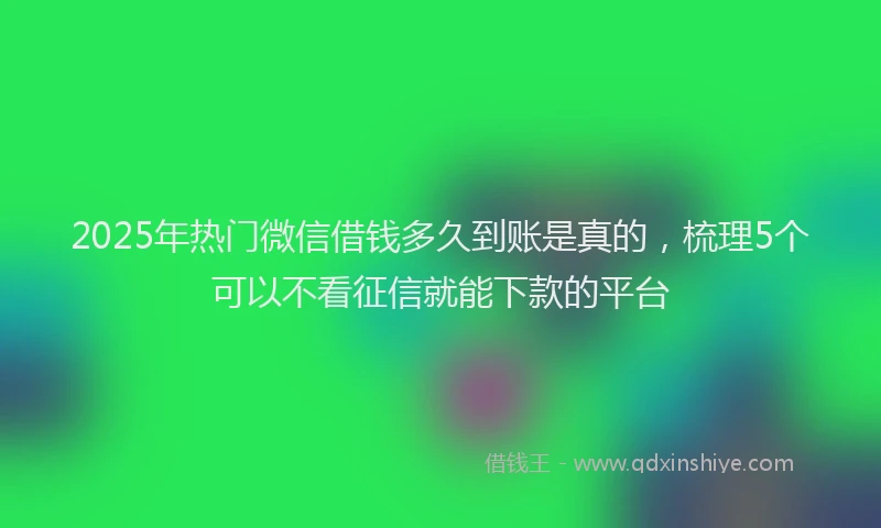 2025年热门微信借钱多久到账是真的，梳理5个可以不看征信就能下款的平台