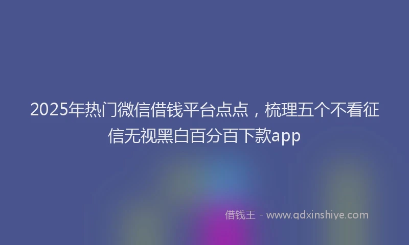 2025年热门微信借钱平台点点，梳理五个不看征信无视黑白百分百下款app