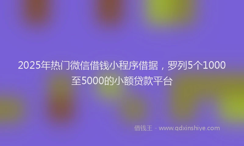 2025年热门微信借钱小程序借据，罗列5个1000至5000的小额贷款平台