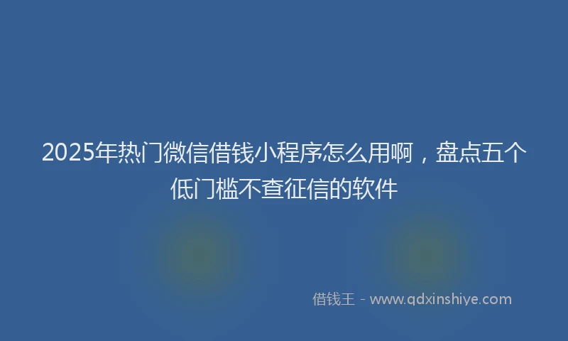 2025年热门微信借钱小程序怎么用啊，盘点五个低门槛不查征信的软件