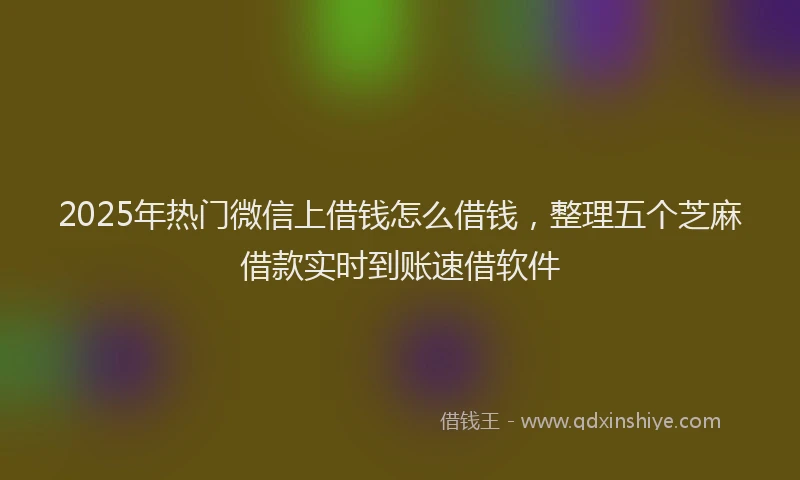2025年热门微信上借钱怎么借钱，整理五个芝麻借款实时到账速借软件