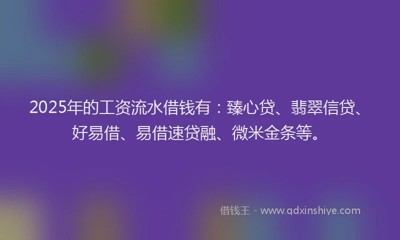 2025年的工资流水借钱有：臻心贷、翡翠信贷、好易借、易借速贷融、微米金条等。