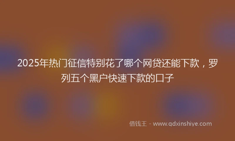 2025年热门征信特别花了哪个网贷还能下款，罗列五个黑户快速下款的口子