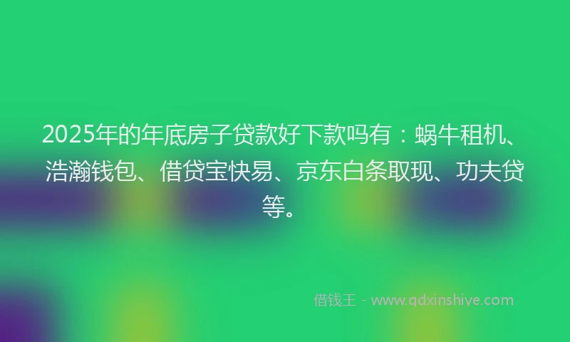 2025年的年底房子贷款好下款吗有：蜗牛租机、浩瀚钱包、借贷宝快易、京东白条取现、功夫贷等。