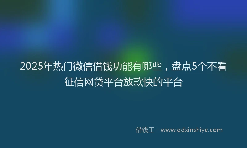 2025年热门微信借钱功能有哪些，盘点5个不看征信网贷平台放款快的平台