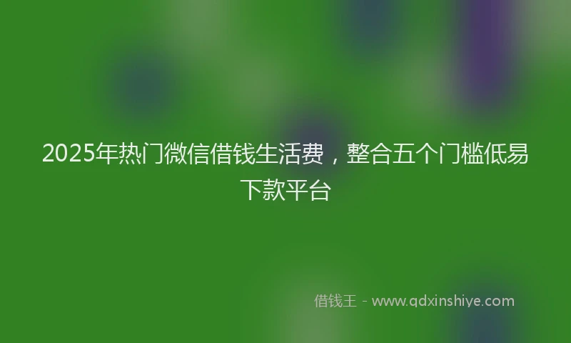 2025年热门微信借钱生活费，整合五个门槛低易下款平台