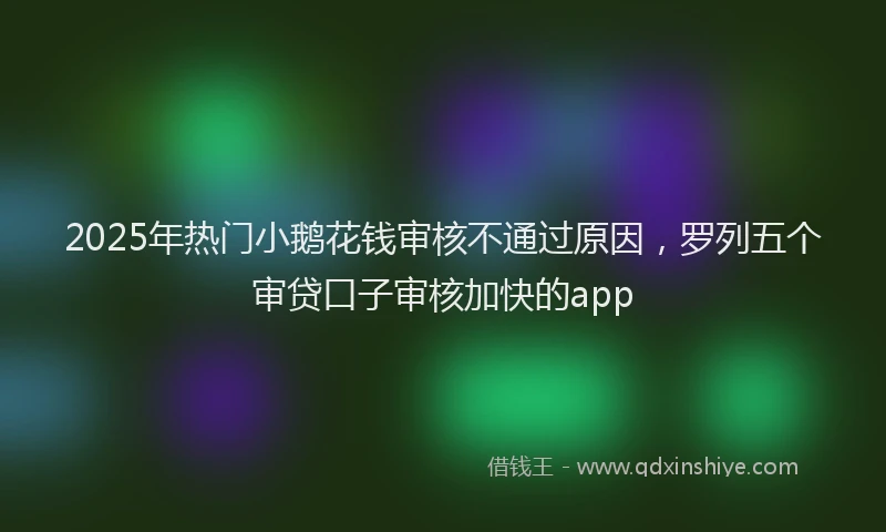 2025年热门小鹅花钱审核不通过原因，罗列五个审贷口子审核加快的app