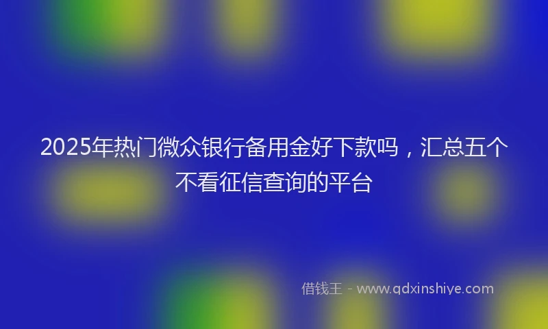 2025年热门微众银行备用金好下款吗，汇总五个不看征信查询的平台