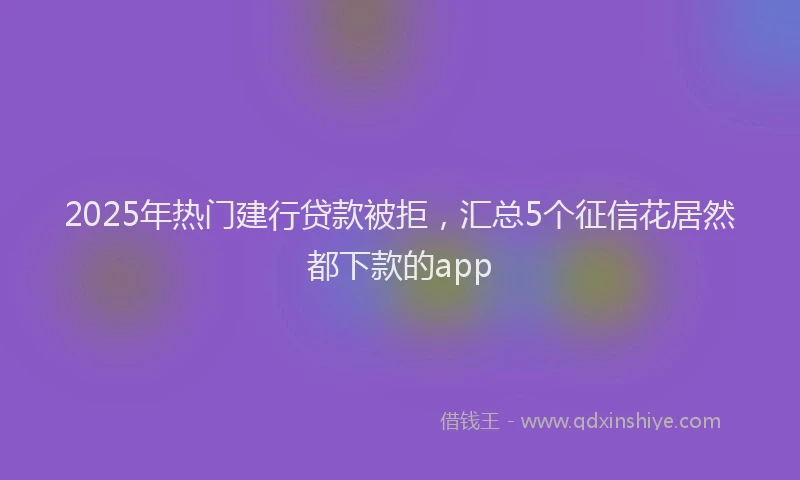 2025年热门建行贷款被拒，汇总5个征信花居然都下款的app