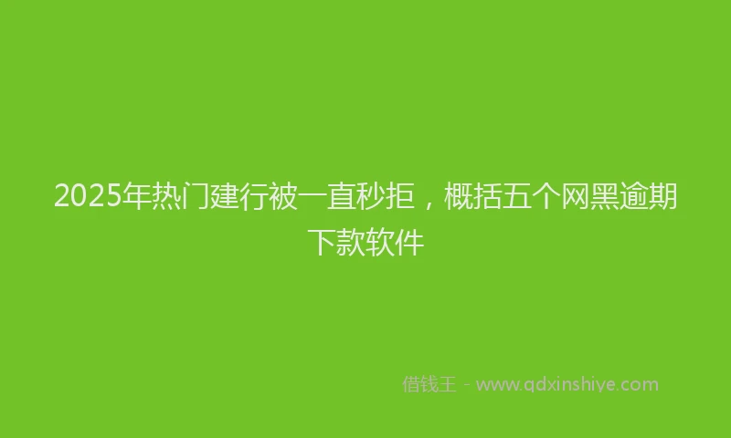 2025年热门建行被一直秒拒，概括五个网黑逾期下款软件