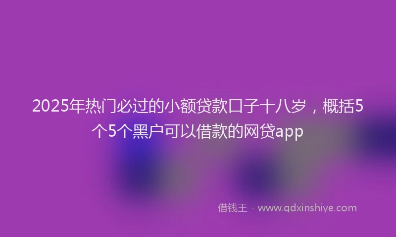 2025年热门必过的小额贷款口子十八岁,概括5个5个黑户可以借款的网贷app