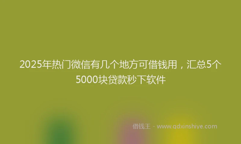 2025年热门微信有几个地方可借钱用，汇总5个5000块贷款秒下软件