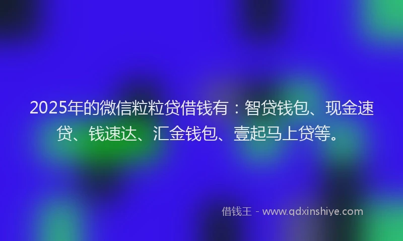 2025年的微信粒粒贷借钱有：智贷钱包、现金速贷、钱速达、汇金钱包、壹起马上贷等。