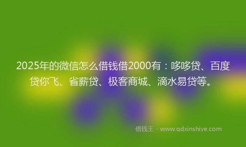 2025年的微信怎么借钱借2000有：哆哆贷、百度贷你飞、省薪贷、极客商城、滴水易贷等。