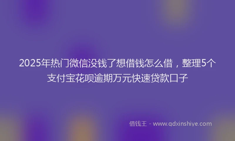 2025年热门微信没钱了想借钱怎么借，整理5个支付宝花呗逾期万元快速贷款口子