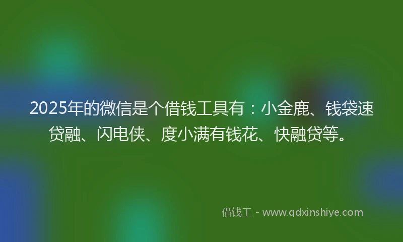 2025年的微信是个借钱工具有：小金鹿、钱袋速贷融、闪电侠、度小满有钱花、快融贷等。