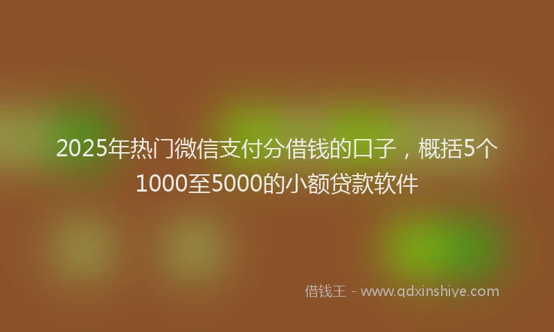 2025年热门微信支付分借钱的口子，概括5个1000至5000的小额贷款软件