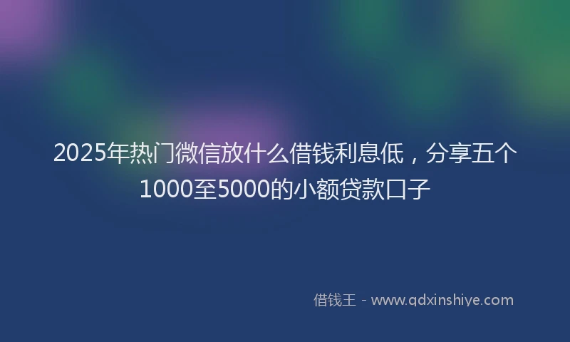 2025年热门微信放什么借钱利息低，分享五个1000至5000的小额贷款口子