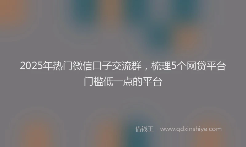 2025年热门微信口子交流群，梳理5个网贷平台门槛低一点的平台