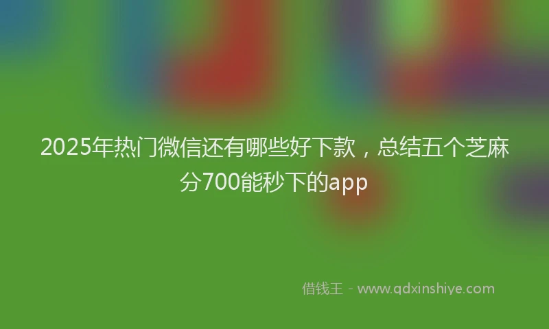 2025年热门微信还有哪些好下款，总结五个芝麻分700能秒下的app
