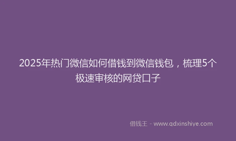 2025年热门微信如何借钱到微信钱包，梳理5个极速审核的网贷口子