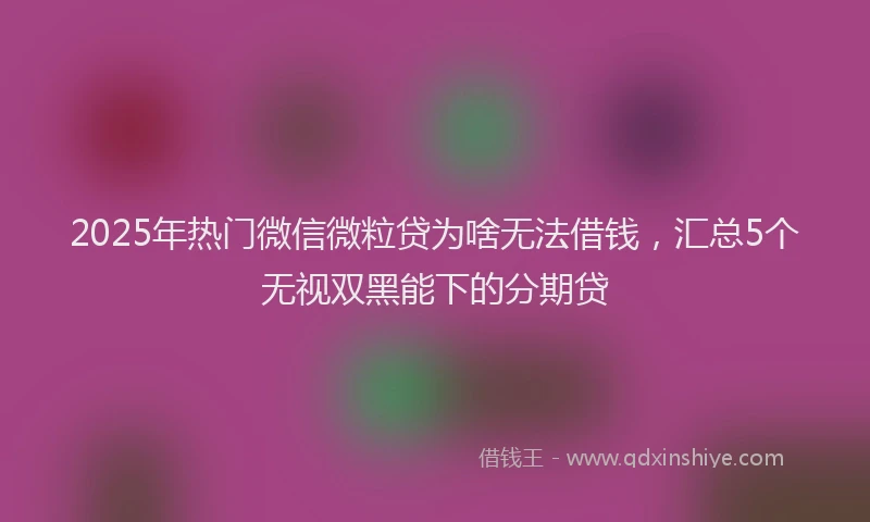 2025年热门微信微粒贷为啥无法借钱，汇总5个无视双黑能下的分期贷