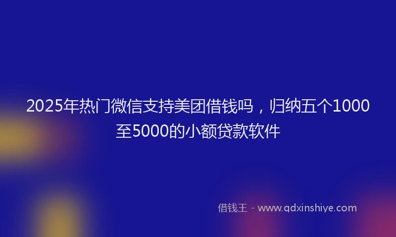 2025年热门微信支持美团借钱吗，归纳五个1000至5000的小额贷款软件