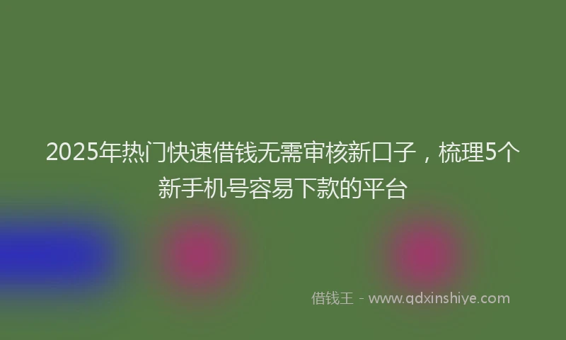 2025年热门快速借钱无需审核新口子，梳理5个新手机号容易下款的平台