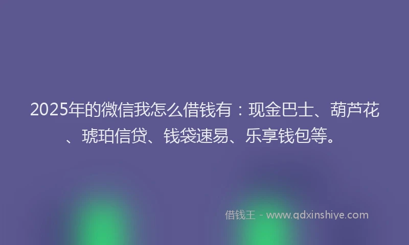 2025年的微信我怎么借钱有：现金巴士、葫芦花、琥珀信贷、钱袋速易、乐享钱包等。