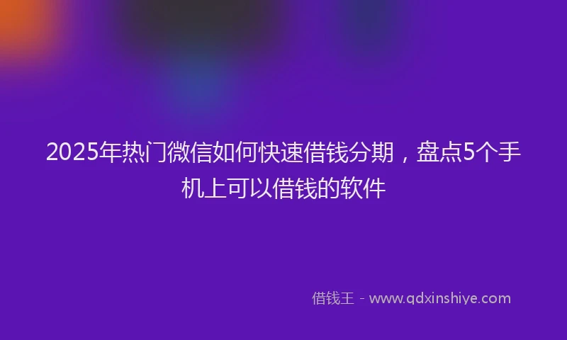 2025年热门微信如何快速借钱分期，盘点5个手机上可以借钱的软件