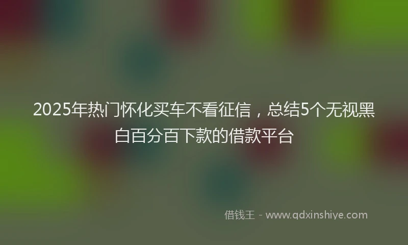 2025年热门怀化买车不看征信，总结5个无视黑白百分百下款的借款平台