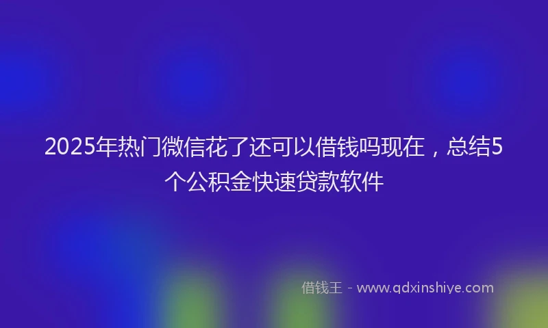 2025年热门微信花了还可以借钱吗现在,总结5个公积金快速贷款软件