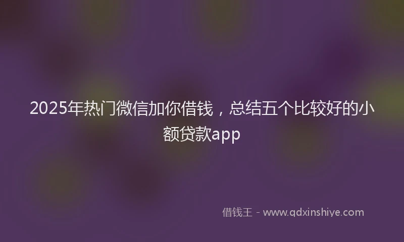 2025年热门微信加你借钱，总结五个比较好的小额贷款app