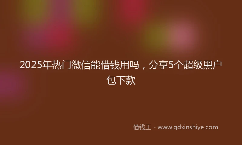 2025年热门微信能借钱用吗，分享5个超级黑户包下款