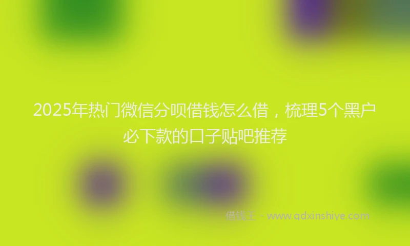 2025年热门微信分呗借钱怎么借，梳理5个黑户必下款的口子贴吧推荐