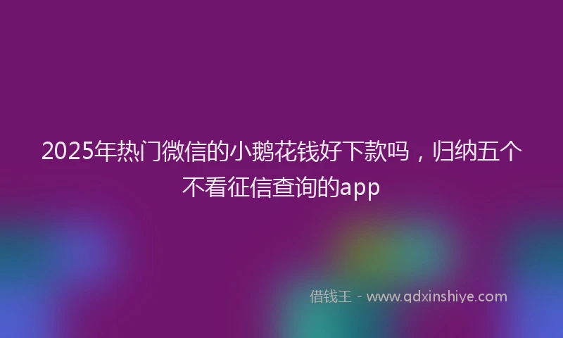 2025年热门微信的小鹅花钱好下款吗,归纳五个不看征信查询的app