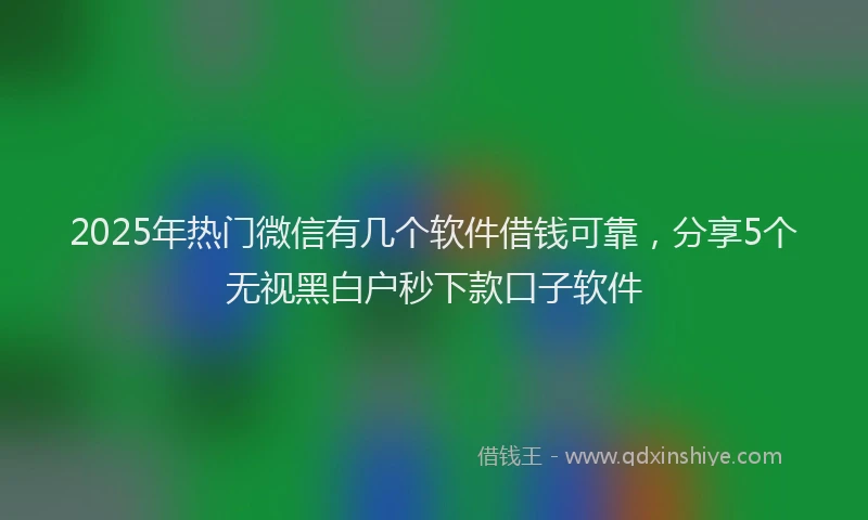 2025年热门微信有几个软件借钱可靠，分享5个无视黑白户秒下款口子软件