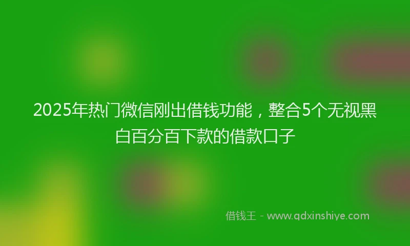 2025年热门微信刚出借钱功能，整合5个无视黑白百分百下款的借款口子