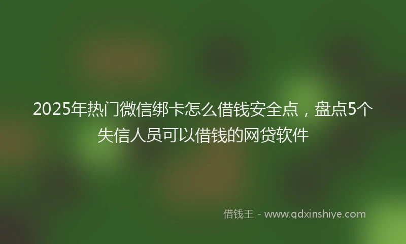 2025年热门微信绑卡怎么借钱安全点，盘点5个失信人员可以借钱的网贷软件