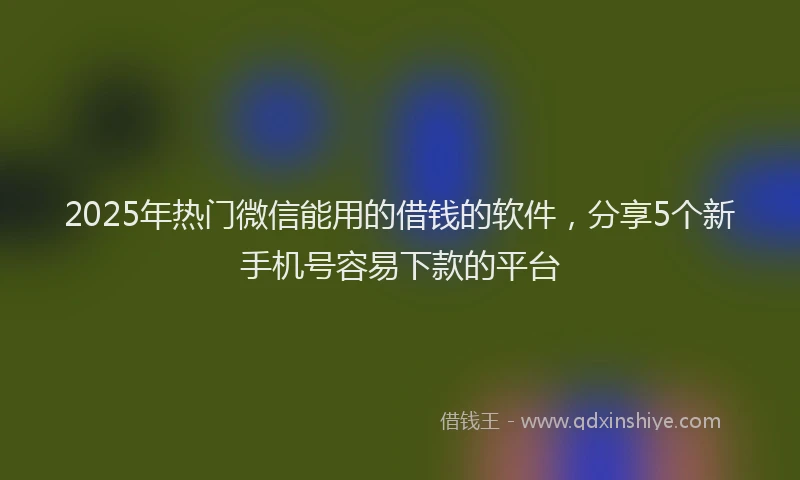 2025年热门微信能用的借钱的软件,分享5个新手机号容易下款的平台