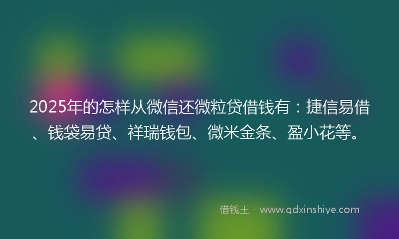 2025年的怎样从微信还微粒贷借钱有：捷信易借、钱袋易贷、祥瑞钱包、微米金条、盈小花等。