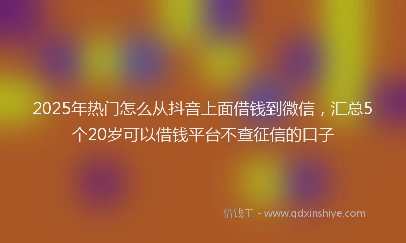 2025年热门怎么从抖音上面借钱到微信，汇总5个20岁可以借钱平台不查征信的口子