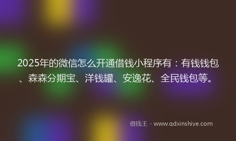 2025年的微信怎么开通借钱小程序有：有钱钱包、森森分期宝、洋钱罐、安逸花、全民钱包等。