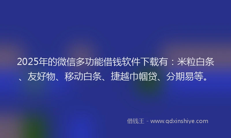 2025年的微信多功能借钱软件下载有：米粒白条、友好物、移动白条、捷越巾帼贷、分期易等。