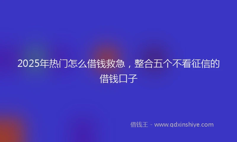 2025年热门怎么借钱救急，整合五个不看征信的借钱口子