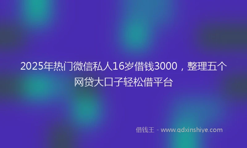 2025年热门微信私人16岁借钱3000，整理五个网贷大口子轻松借平台