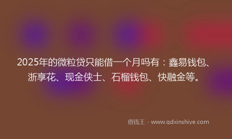 2025年的微粒贷只能借一个月吗有：鑫易钱包、浙享花、现金侠士、石榴钱包、快融金等。